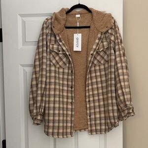 ASVVID Women's Plaid Tan Jacket
